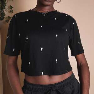 Embroidered Lightning Bolt Crop Top